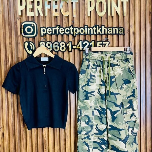 Half Zipper Tops With Cargo pants
